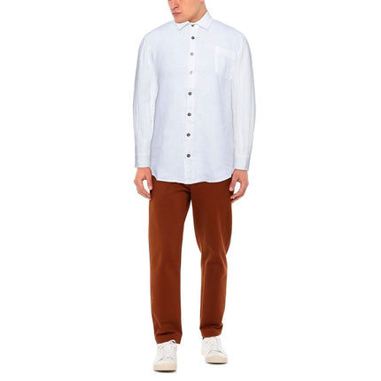 Elegante camisa de lino blanco para hombres