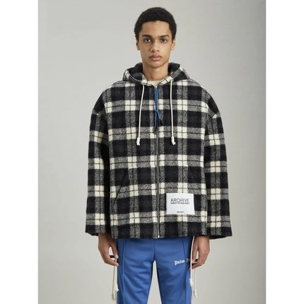 Archival Check Cashmere Hooded Jacket