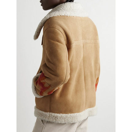 Vlam geaccentueerd suede shearling jas