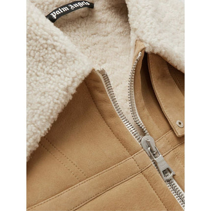 Vlam geaccentueerd suede shearling jas