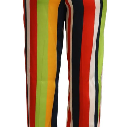 Pantaloni a metà vita a strisce multicolore