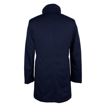 Élégant manteau de système de tempête de laine Vierge bleu