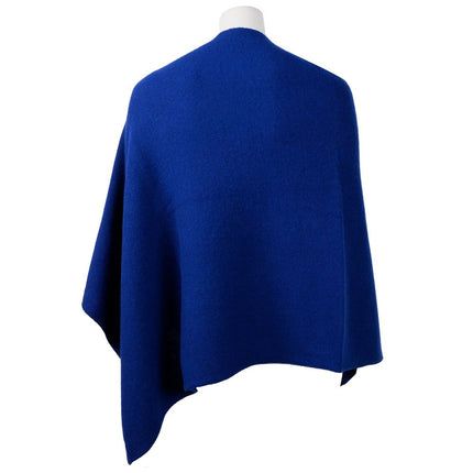 Élégant cachemire en V Poncho en bleu