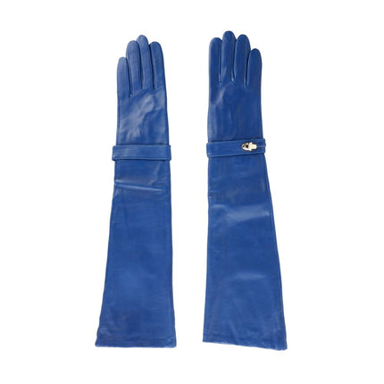 Elegantes guantes de piel azul