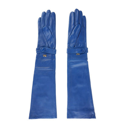 Elegantes guantes de piel azul