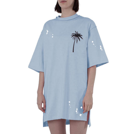 Robe de t-shirt en coton élégant en bleu clair