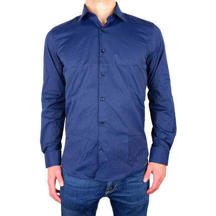 Elegant Milano Blue Satijnen katoenen shirt