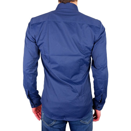 Elegant Milano Blue Satijnen katoenen shirt