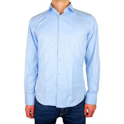 Elegant lichtblauw satijnen Milano -shirt