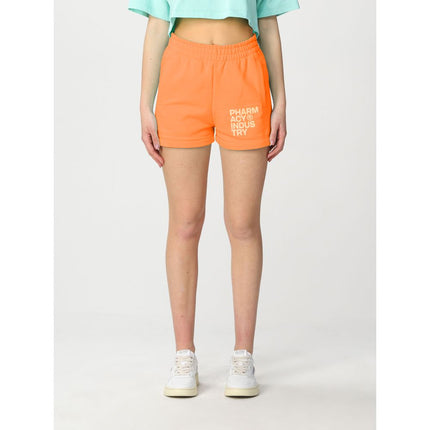 Shorts logo di cotone arancione chic