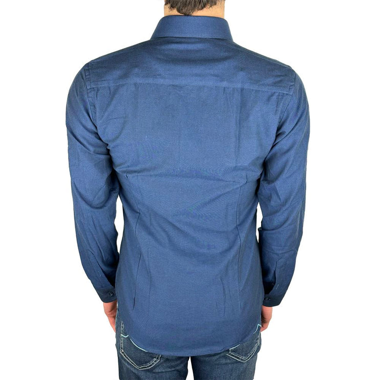 Elegante camisa de oxford azul sólido de Milano