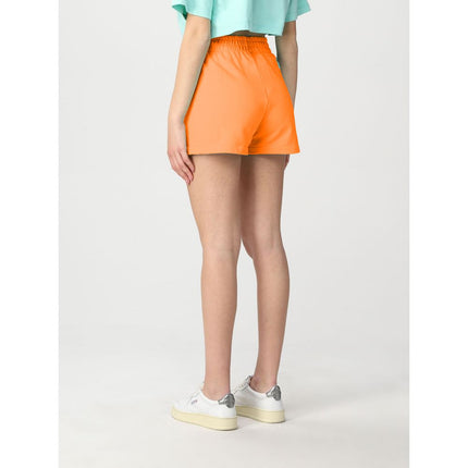 Shorts logo di cotone arancione chic