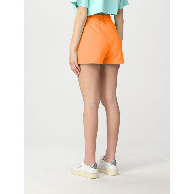 Shorts logo di cotone arancione chic