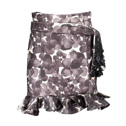 Elegante falda de satén floral Ruched Ruched