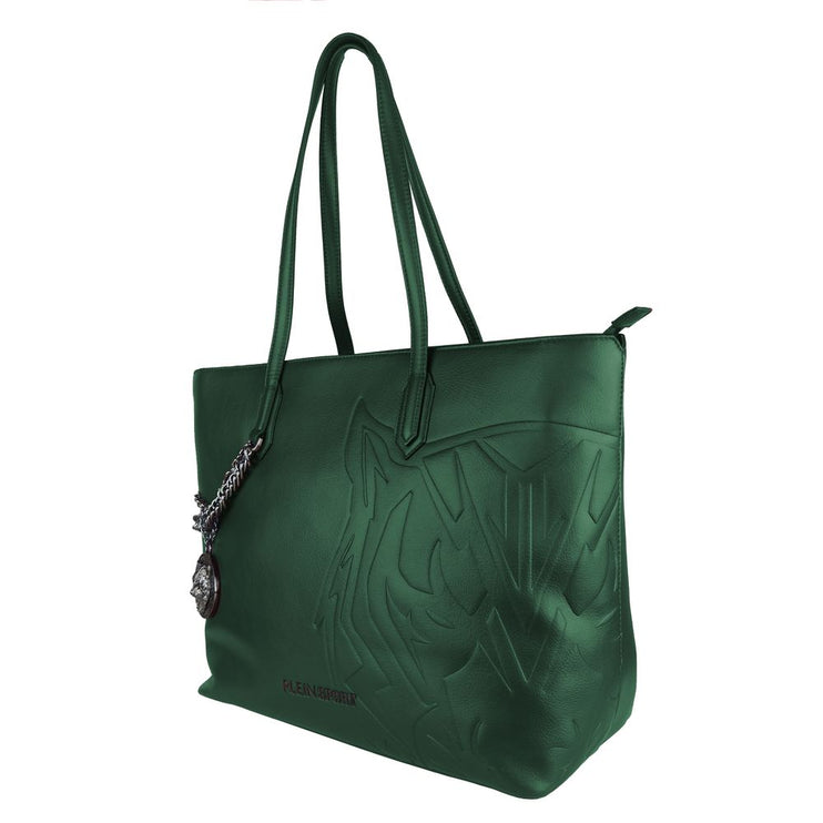 Bolso de hombro ecológico verde oscuro con detalle de cadena