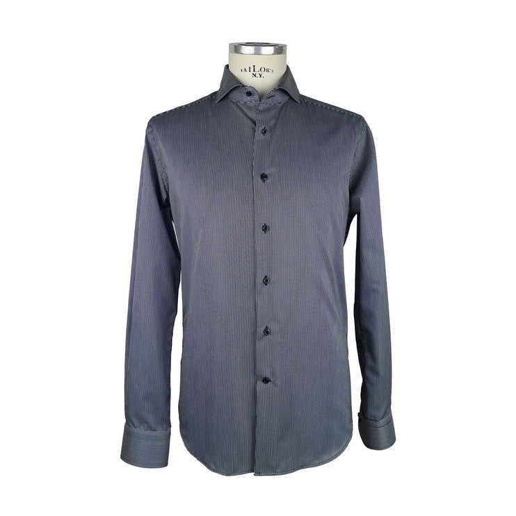 Elegante camisa de hombres a rayas negras Milano