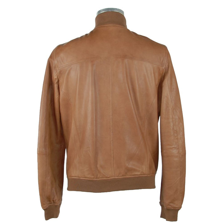 Veste en cuir marron élégant pour hommes