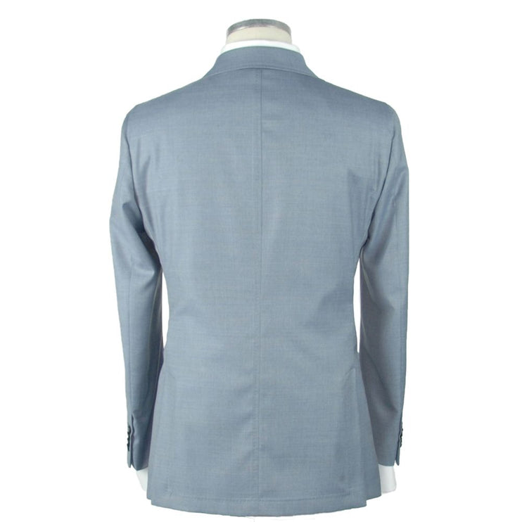 Élégant blazer en laine bleu clair mince