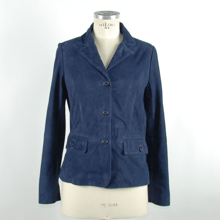 Veste d'élégance en cuir bleu chic