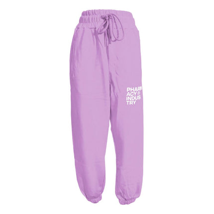 Pantalones de algodón morado elegante con logotipo