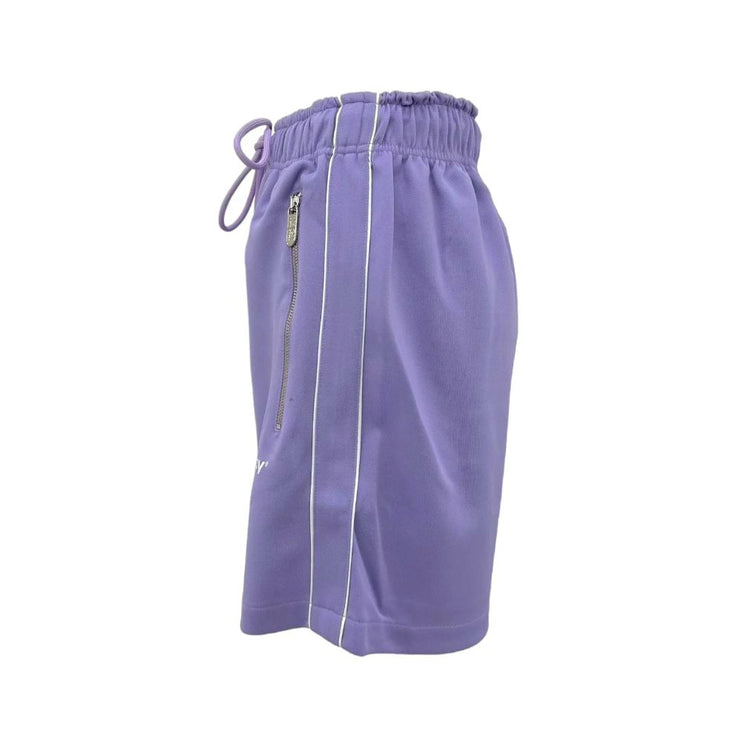 Shorts bermuda viola chic con strisce laterali