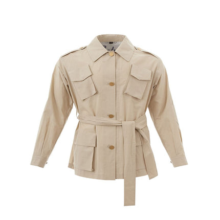 Elegante chaqueta de algodón beige para mujeres con estilo