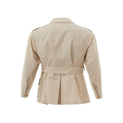 Elegante chaqueta de algodón beige para mujeres con estilo