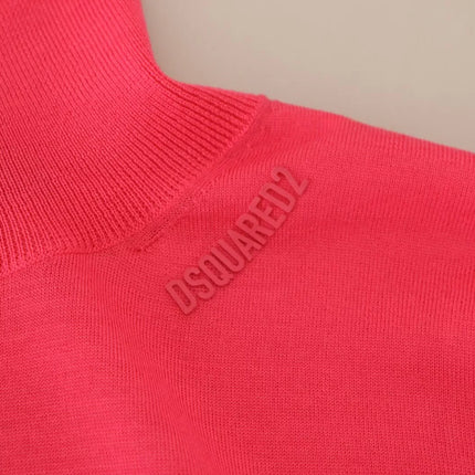 Sólido rosa de manga larga de cuello de tortuga Casual Sweater