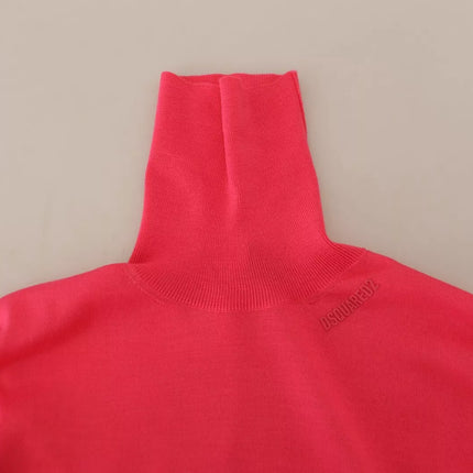 Sólido rosa de manga larga de cuello de tortuga Casual Sweater