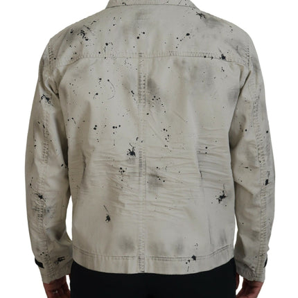 Off White Black Splash Print Chaqueta vaquera informal