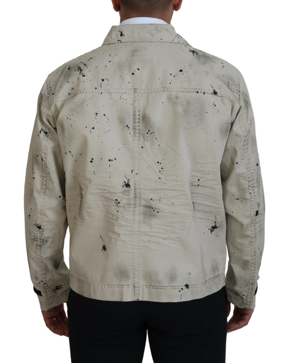 Off White Black Splash Print Chaqueta vaquera informal