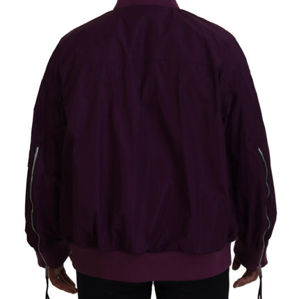 Chaqueta bomber con cremallera completa de poliéster morado