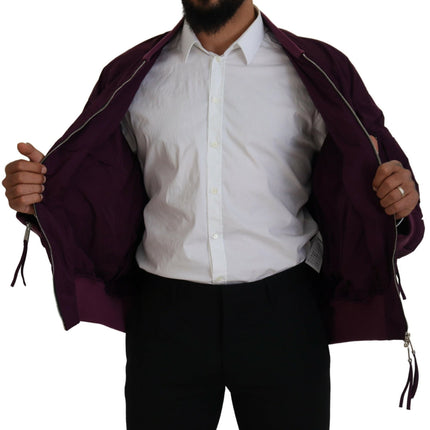 Chaqueta bomber con cremallera completa de poliéster morado