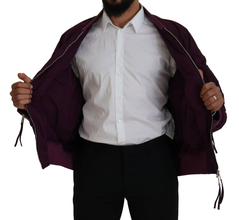 Chaqueta bomber con cremallera completa de poliéster morado