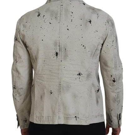 Off White Black Splash Print Chaqueta vaquera informal