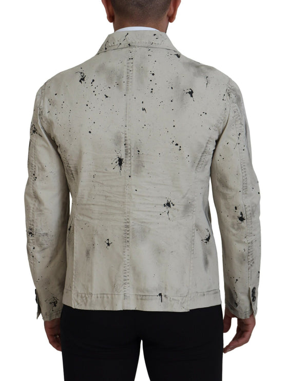 Off White Black Splash Print Chaqueta vaquera informal