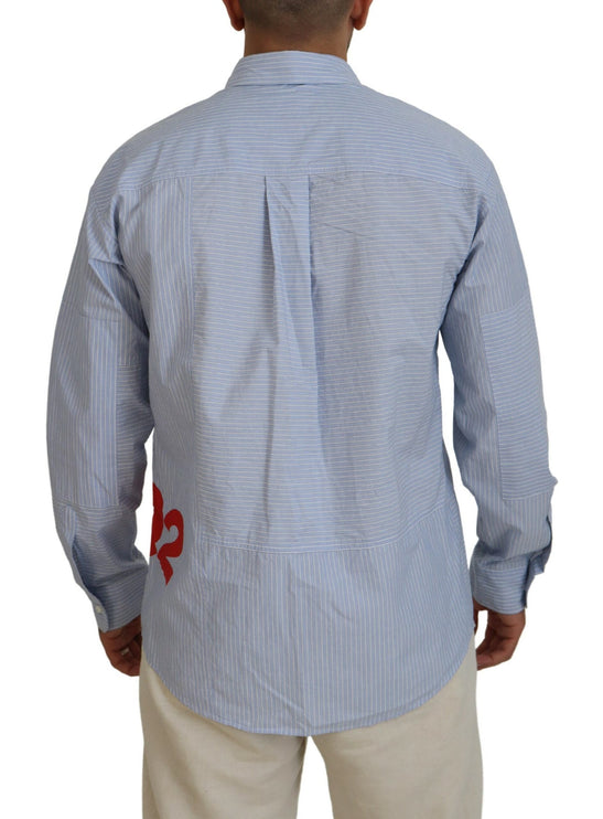 Camisa formal manga larga estampado logo rayas azules