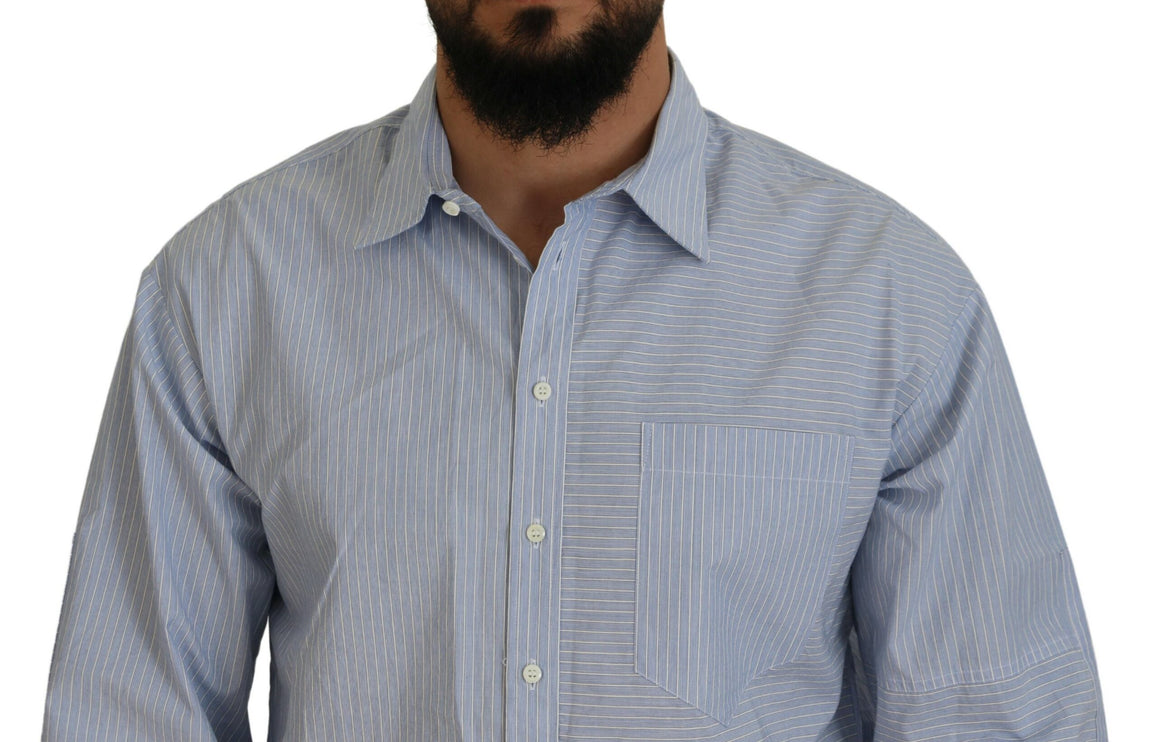 Camisa formal manga larga estampado logo rayas azules