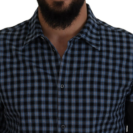 Multicolor Negro Brazo Plaid Hombres Camisa de Manga Larga