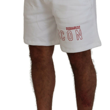 Witte Bedrukte Trek Trek Op Mannen Casual Bermuda Shorts