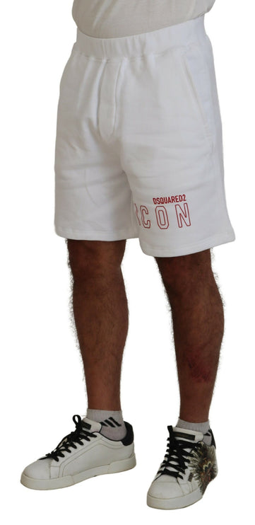 Witte Bedrukte Trek Trek Op Mannen Casual Bermuda Shorts