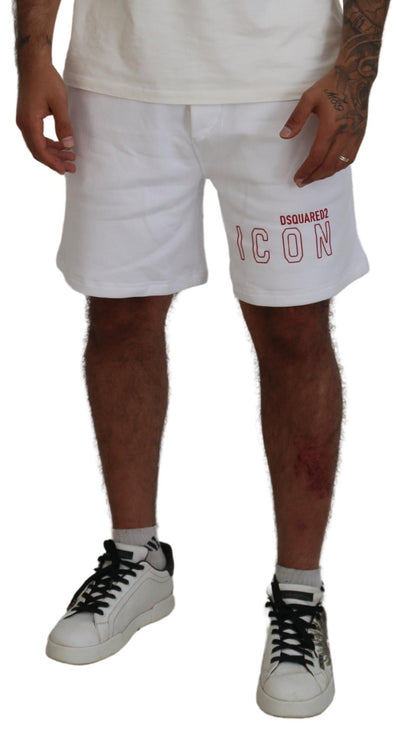 Witte Bedrukte Trek Trek Op Mannen Casual Bermuda Shorts