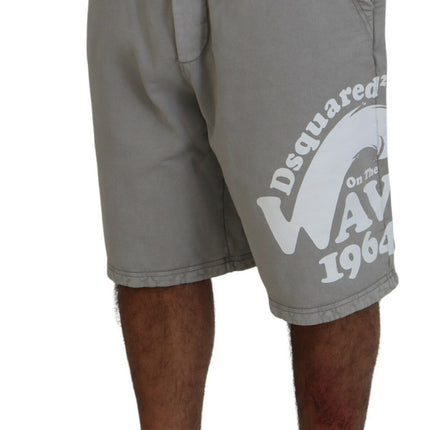 Grijs Gedrukte Trek Trek Op Mannen Casual Bermuda Shorts