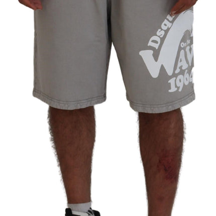 Grijs Gedrukte Trek Trek Op Mannen Casual Bermuda Shorts