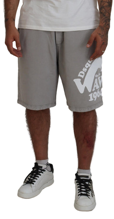 Grijs Gedrukte Trek Trek Op Mannen Casual Bermuda Shorts