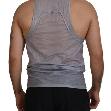 Camiseta sin mangas de algodón gris claro para hombre