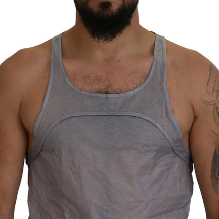 Camiseta sin mangas de algodón gris claro para hombre