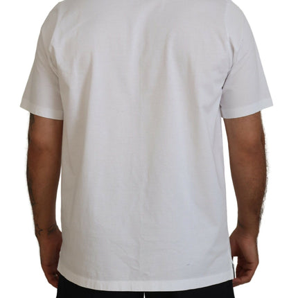 Camiseta blanca de algodón de manga corta y cuello redondo