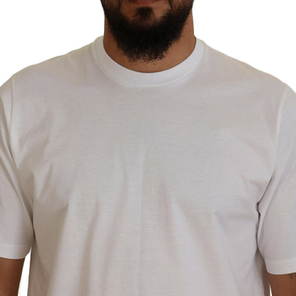 Camiseta blanca de algodón de manga corta y cuello redondo