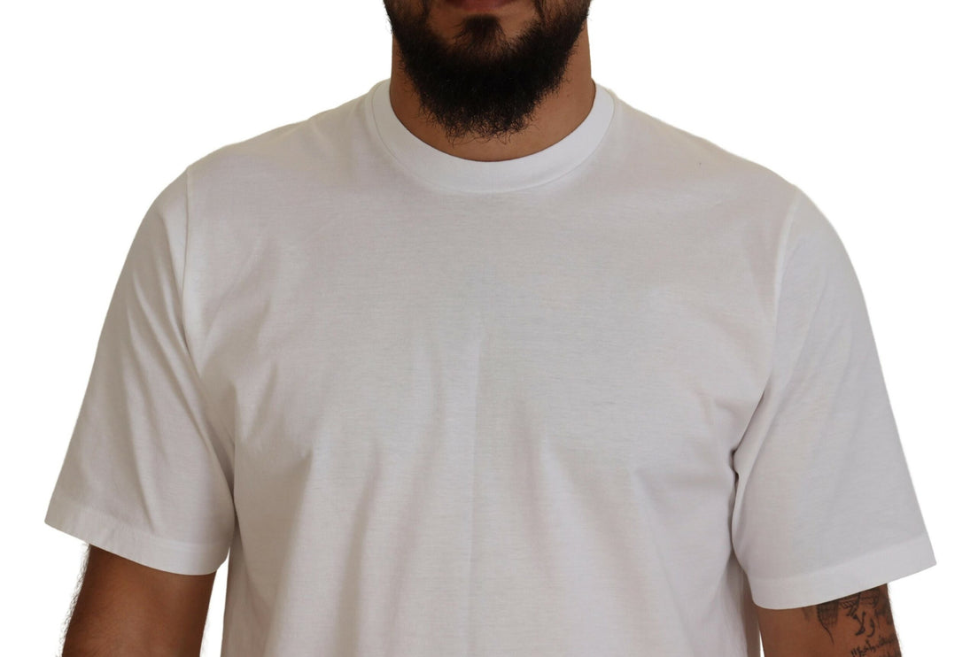 Camiseta blanca de algodón de manga corta y cuello redondo